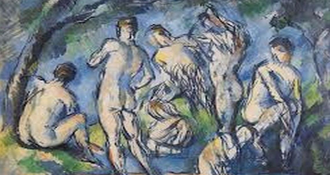 Impressionist-style painting of bathers in a landscape, reflecting the local modern art museum's collection.