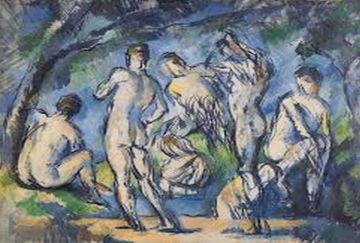 Impressionist-style painting of bathers in a landscape, reflecting the local modern art museum's collection.